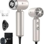slopehill Dual Voltage Travel Mini Hair Dryer, Lightweight Ionic Blow Dryer, Professional Fast Drying, Compact Portabe Quiet Hairdryer with Magnetic Diffuser for Women, International European 100-240V