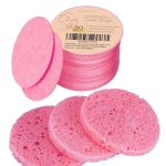 GAINWELL 50-Count Compressed Facial Sponge for Daily Facial Cleansing and Exfoliating, 100％ Natural Cosmetic Spa Sponges for Makeup Remover, Reusable, Pink