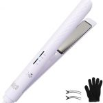 Quico Hair Straightener, 110-240V Global Travel Hair Straighteners for women, 15s Fast Heating, Professional Negative Ion Flat Iron, Temp Memory, 320℉-450℉, Auto-Off, with Glove and Clips, Gift, Lilac